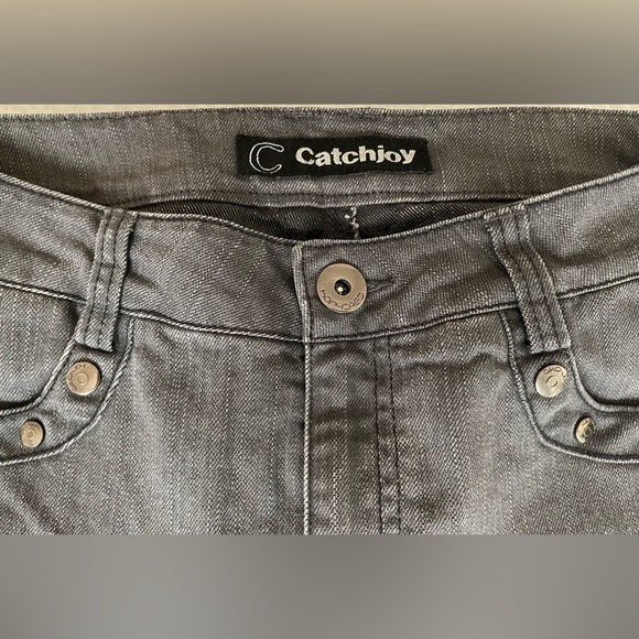 Kasuna‎ “Catchjoy” Size 29 Gray Wash Embellished Jeans Wide Leg - Picture 3 of 7